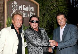 Roy Horn's 67th birthday celebration at the Mirage on Oct. 2, 2011. Siegfried Fischbacher and Felix Rappaport flank Horn.